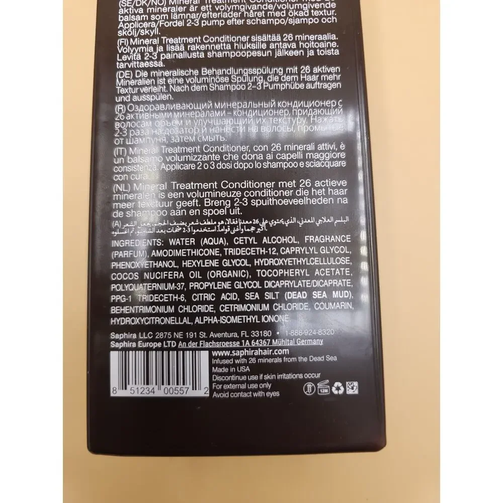 Saphira 26 Mineral Treatment Volume Conditioner 34 Oz for Fine and Thin Hair